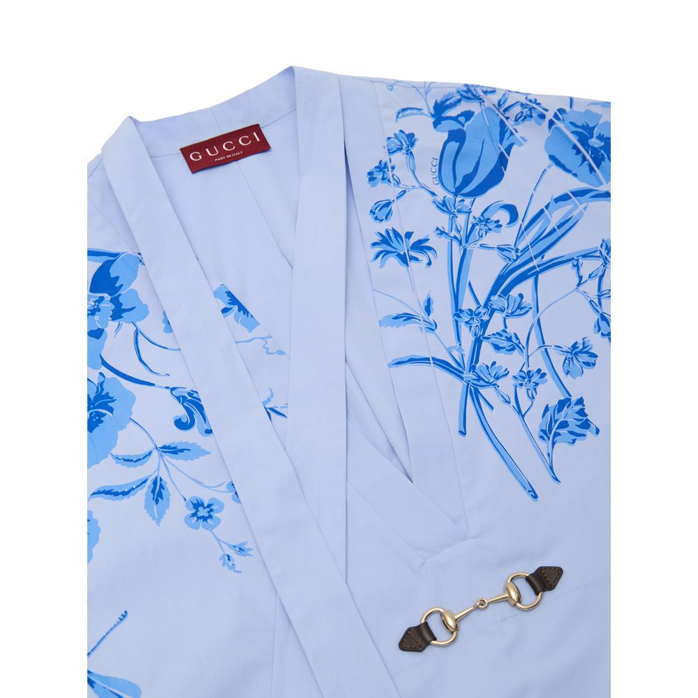 Gucci Baumwollhemd mit Muster in Blau