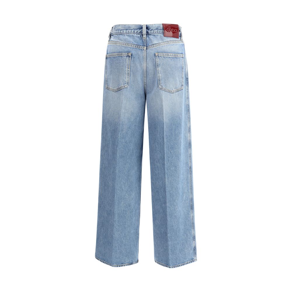Gucci Hellblaue Baumwoll-Jeans im Denim-Look
