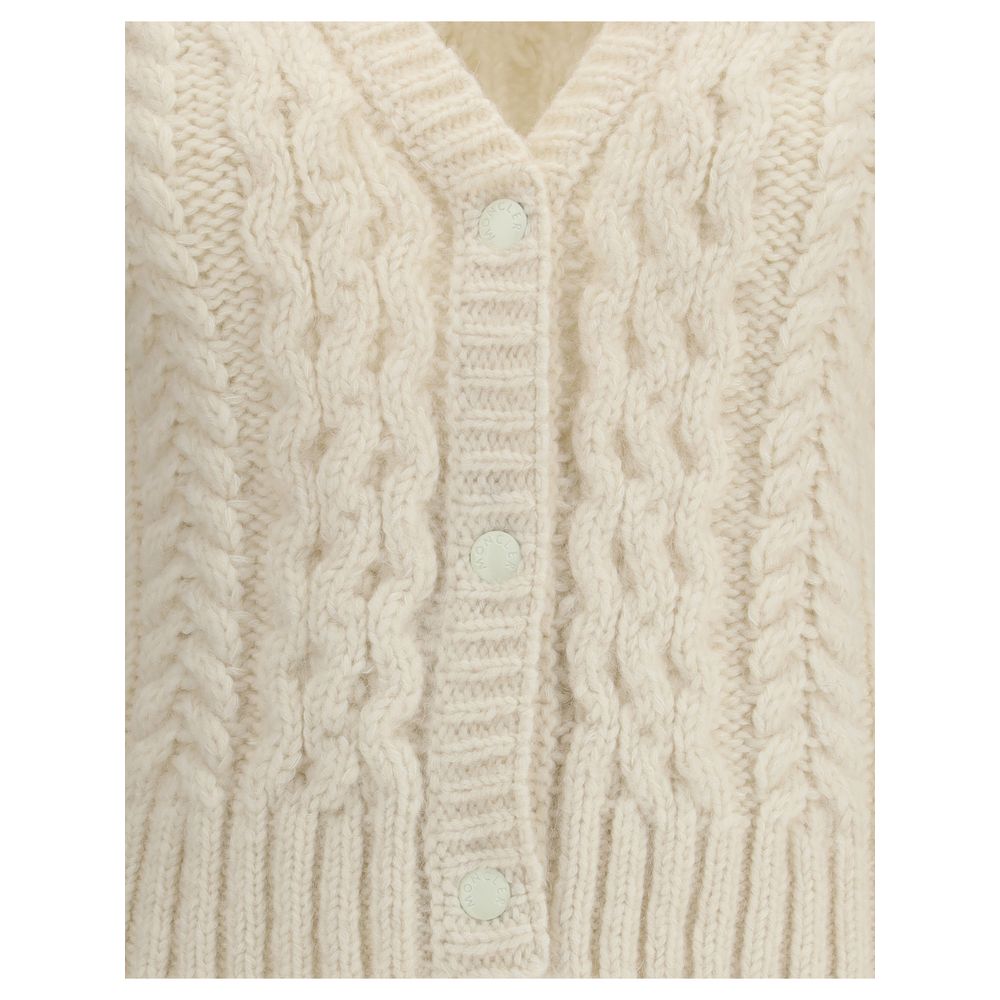 Moncler Cremefarbener Alpaka-Cardigan aus Vicugna Pacos