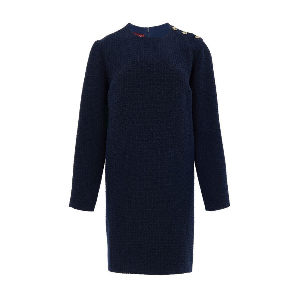 Gucci Kurzes Kleid aus dunkelblauer Wolle