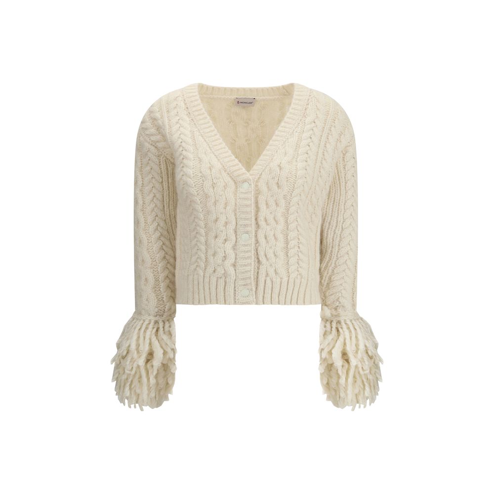 Moncler Cremefarbener Alpaka-Cardigan aus Vicugna Pacos