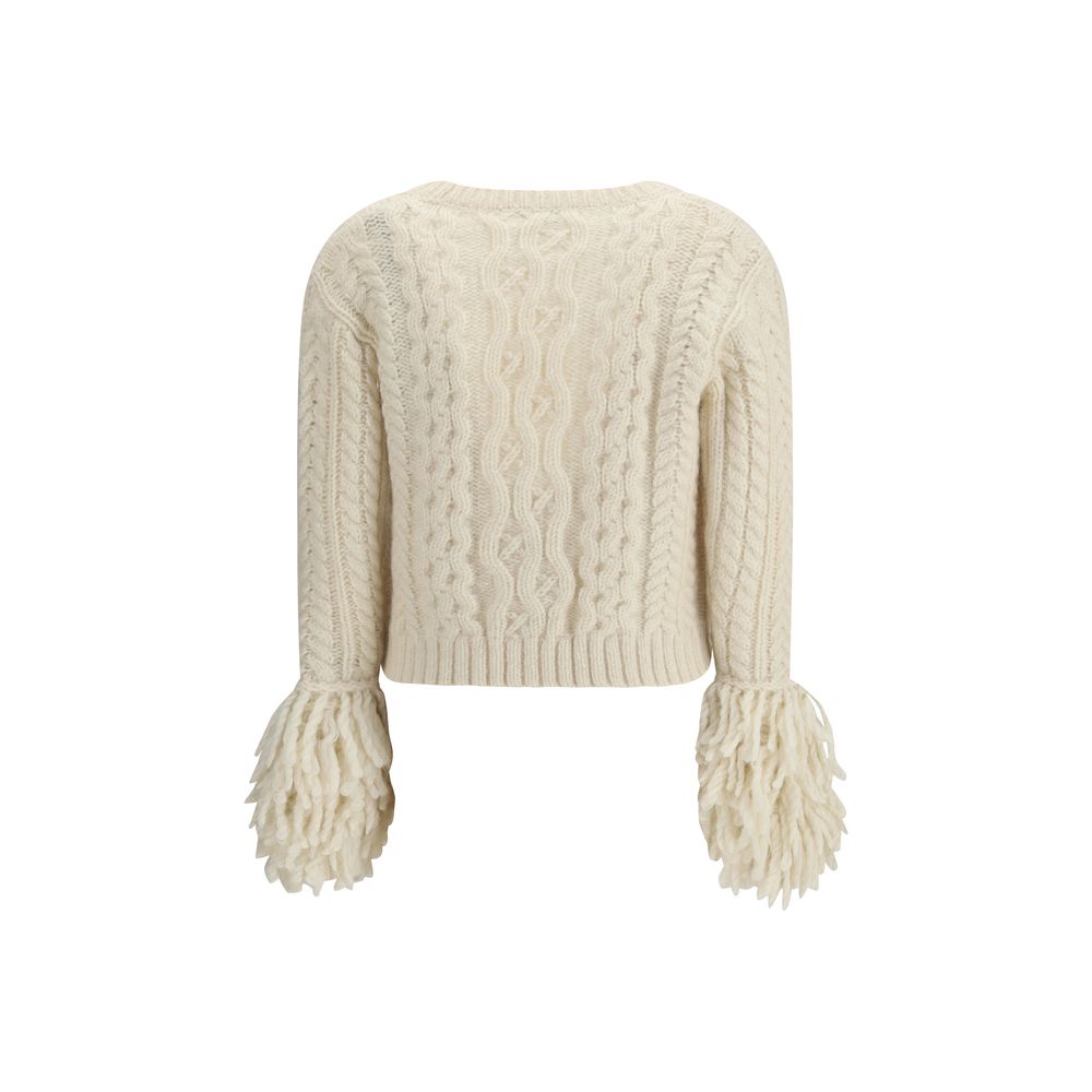 Moncler Cremefarbener Alpaka-Cardigan aus Vicugna Pacos