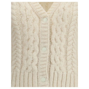 Moncler Cremefarbener Alpaka-Cardigan aus Vicugna Pacos